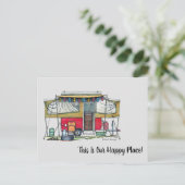 Cute RV  Popup Camper Travel Trailer Briefkaart (Staand voorkant)