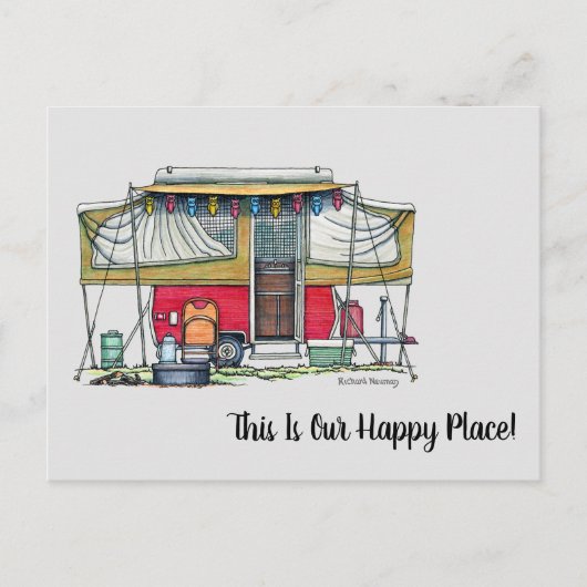 Cute RV  Popup Camper Travel Trailer Briefkaart (Voorkant)