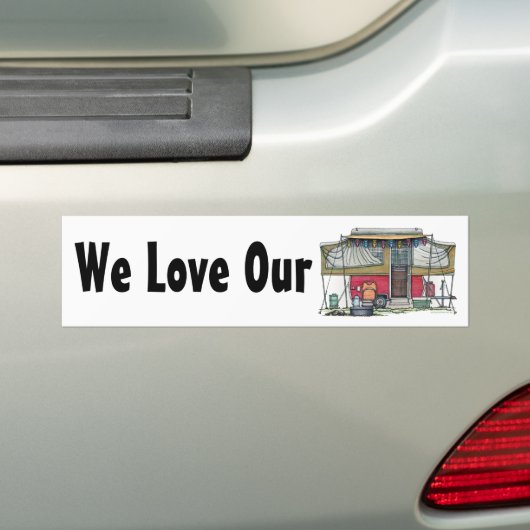 Cute RV  Popup Camper Travel Trailer Bumpersticker (Op auto)