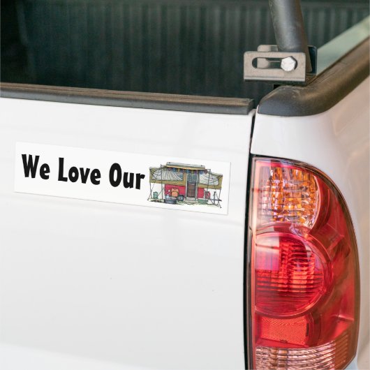 Cute RV  Popup Camper Travel Trailer Bumpersticker (Op Truck)