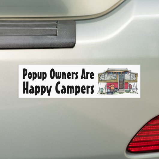 Cute RV  Popup Camper Travel Trailer Bumpersticker (Op auto)