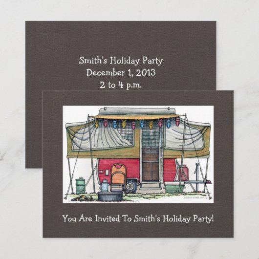 Cute RV  Popup Camper Travel Trailer Kaart (Voorkant / Achterkant)