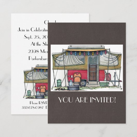 Cute RV  Popup Camper Travel Trailer Kaart (Voorkant / Achterkant)