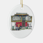 Cute RV  Popup Camper Travel Trailer Keramisch Ornament (Rechts)