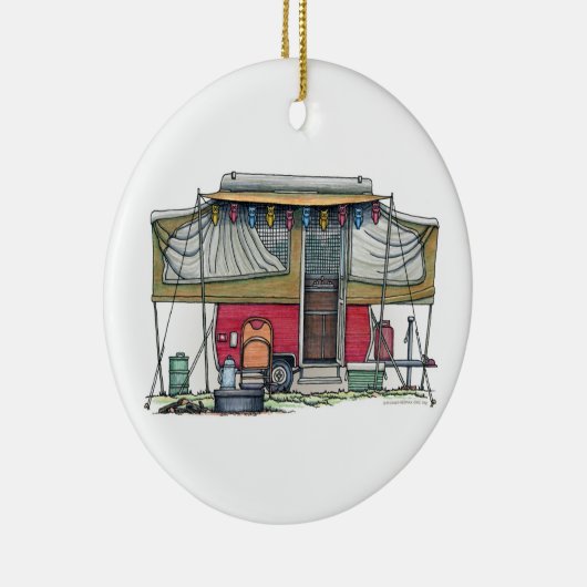Cute RV  Popup Camper Travel Trailer Keramisch Ornament (Rechts)