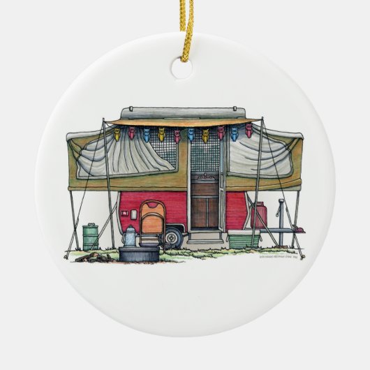 Cute RV  Popup Camper Travel Trailer Keramisch Ornament (Voorkant)