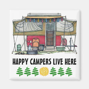 Cute RV  Popup Camper Travel Trailer Magneet