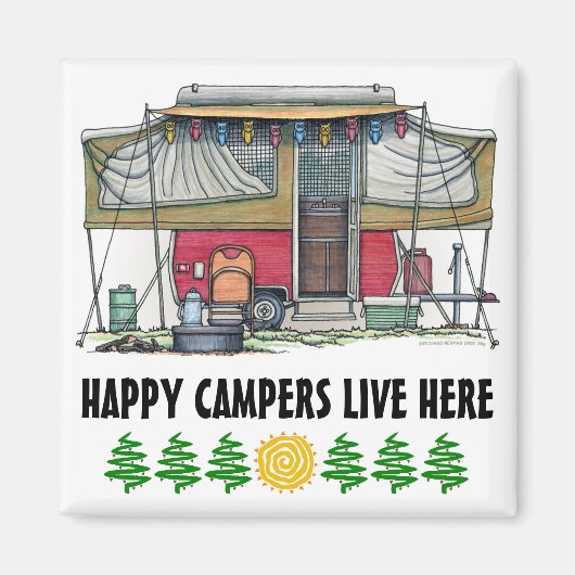 Cute RV  Popup Camper Travel Trailer Magneet (Voorkant)