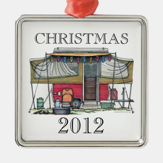 Cute RV  Popup Camper Travel Trailer Metalen Ornament (Voorkant)