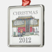 Cute RV  Popup Camper Travel Trailer Metalen Ornament (Links)