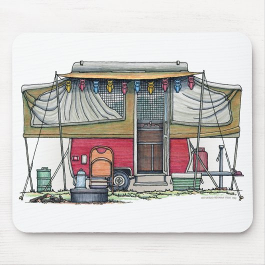 Cute RV  Popup Camper Travel Trailer Muismat (Voorkant)