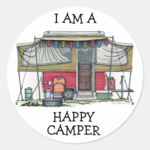 Cute RV  Popup Camper Travel Trailer Ronde Sticker
