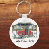 Cute RV  Popup Camper Travel Trailer Sleutelhanger (Voorkant)