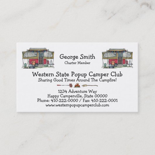 Cute RV  Popup Camper Travel Trailer Visitekaartje (Voorkant)