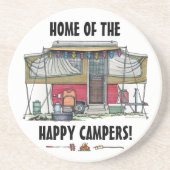 Cute RV  Popup Camper Travel Trailer Zandsteen Onderzetter (Voorkant)