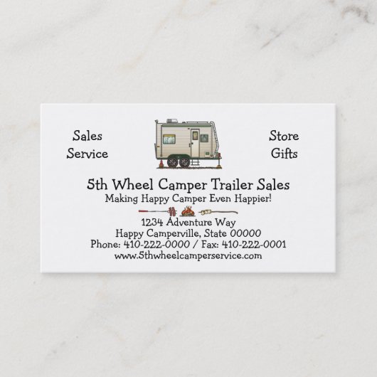 Cute RV  Speelgoed Hauler Camper Travel Trailer Visitekaartje (Voorkant)