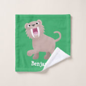 Cute Saber Toothed Tiger Smilodon cartoon Bad Handdoek (Wasdoekje)