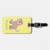 Cute Saber Toothed Tiger Smilodon cartoon Bagagelabel (Voorkant horizontaal)