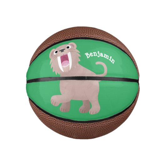 Cute Saber Toothed Tiger Smilodon cartoon Basketbal (Voorkant)
