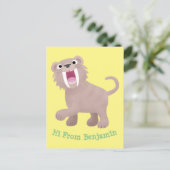 Cute Saber Toothed Tiger Smilodon cartoon Briefkaart (Staand voorkant)