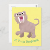 Cute Saber Toothed Tiger Smilodon cartoon Briefkaart (Voorkant / Achterkant)