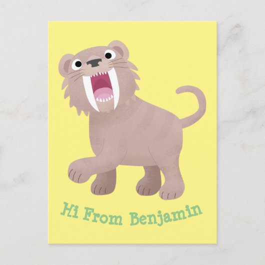 Cute Saber Toothed Tiger Smilodon cartoon Briefkaart (Voorkant)