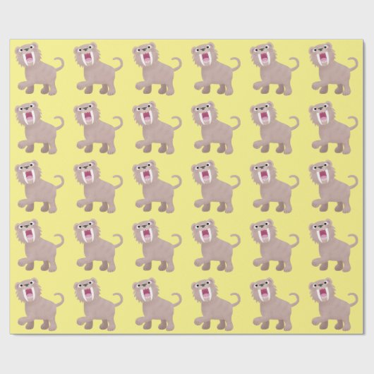 Cute Saber Toothed Tiger Smilodon cartoon Cadeaupapier (Vlak)