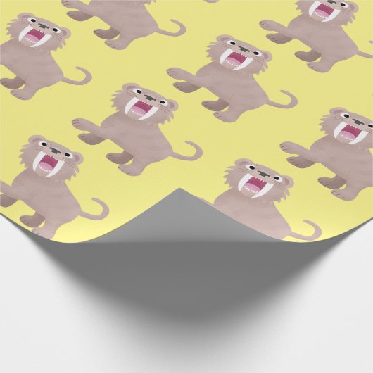 Cute Saber Toothed Tiger Smilodon cartoon Cadeaupapier (Hoek)