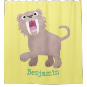 Cute Saber Toothed Tiger Smilodon cartoon Douchegordijn (Voorkant)