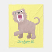 Cute Saber Toothed Tiger Smilodon cartoon Fleece Deken (Voorkant)