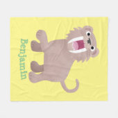 Cute Saber Toothed Tiger Smilodon cartoon Fleece Deken (Voorkant (Horizontaal))