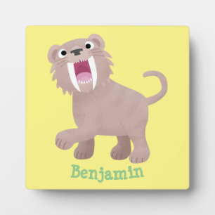 Cute Saber Toothed Tiger Smilodon cartoon Fotoplaat