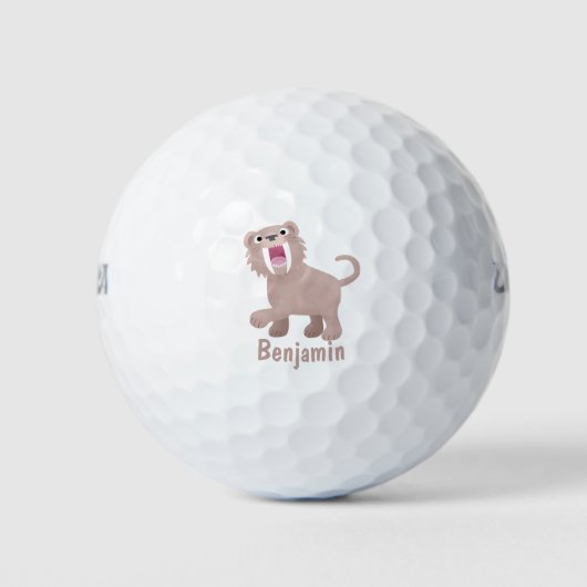 Cute Saber Toothed Tiger Smilodon cartoon Golfballen (Voorkant)