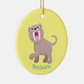 Cute Saber Toothed Tiger Smilodon cartoon Keramisch Ornament (Rechts)