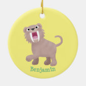 Cute Saber Toothed Tiger Smilodon cartoon Keramisch Ornament (Achterkant)