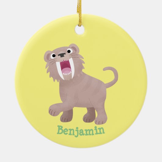 Cute Saber Toothed Tiger Smilodon cartoon Keramisch Ornament (Achterkant)