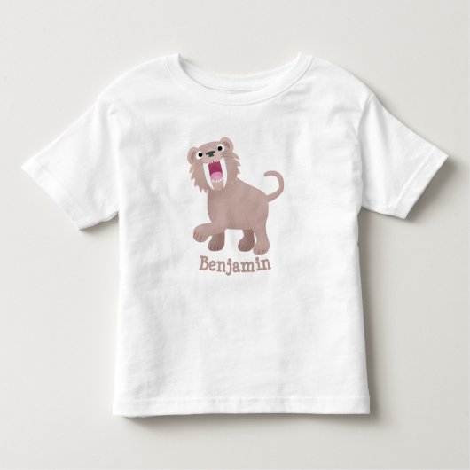 Cute Saber Toothed Tiger Smilodon cartoon Kinder Shirts (Voorkant)
