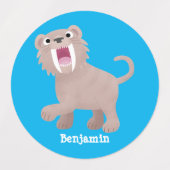 Cute Saber Toothed Tiger Smilodon cartoon Labels (Design 1)
