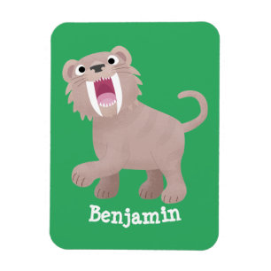 Cute Saber Toothed Tiger Smilodon cartoon Magneet