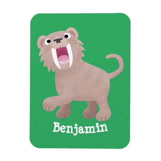 Cute Saber Toothed Tiger Smilodon cartoon Magneet (Verticaal)