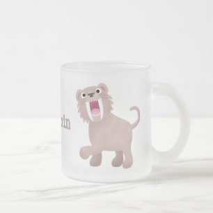 Cute Saber Toothed Tiger Smilodon cartoon Matglas Koffiemok
