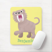 Cute Saber Toothed Tiger Smilodon cartoon Muismat (Met muis)