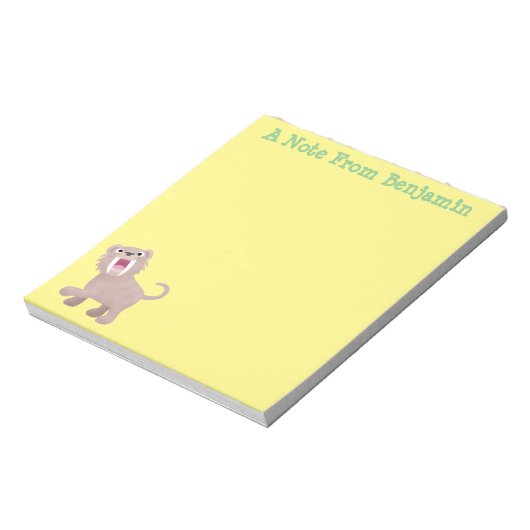 Cute Saber Toothed Tiger Smilodon cartoon Notitieblok (Linkerzijde)