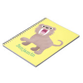 Cute Saber Toothed Tiger Smilodon cartoon Notitieboek (Linkerzijde)