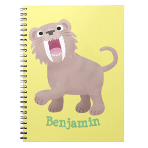 Cute Saber Toothed Tiger Smilodon cartoon Notitieboek