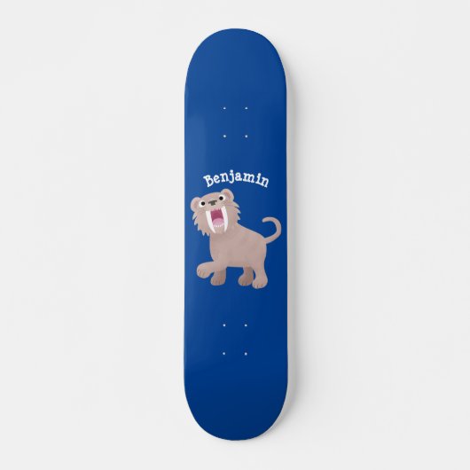 Cute Saber Toothed Tiger Smilodon cartoon Persoonlijk Skateboard (Voorkant)
