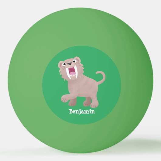 Cute Saber Toothed Tiger Smilodon cartoon Pingpongbal (Voorkant)
