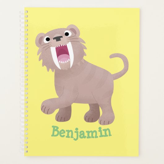 Cute Saber Toothed Tiger Smilodon cartoon Planner (Voorkant)