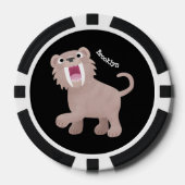 Cute Saber Toothed Tiger Smilodon cartoon Poker Chips (Voorkant)