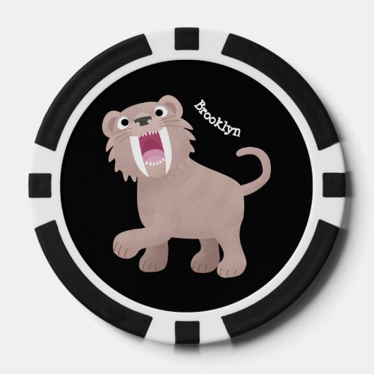 Cute Saber Toothed Tiger Smilodon cartoon Poker Chips (Voorkant)